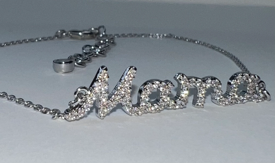 White Gold Cubic Zirconia Mama Anklet