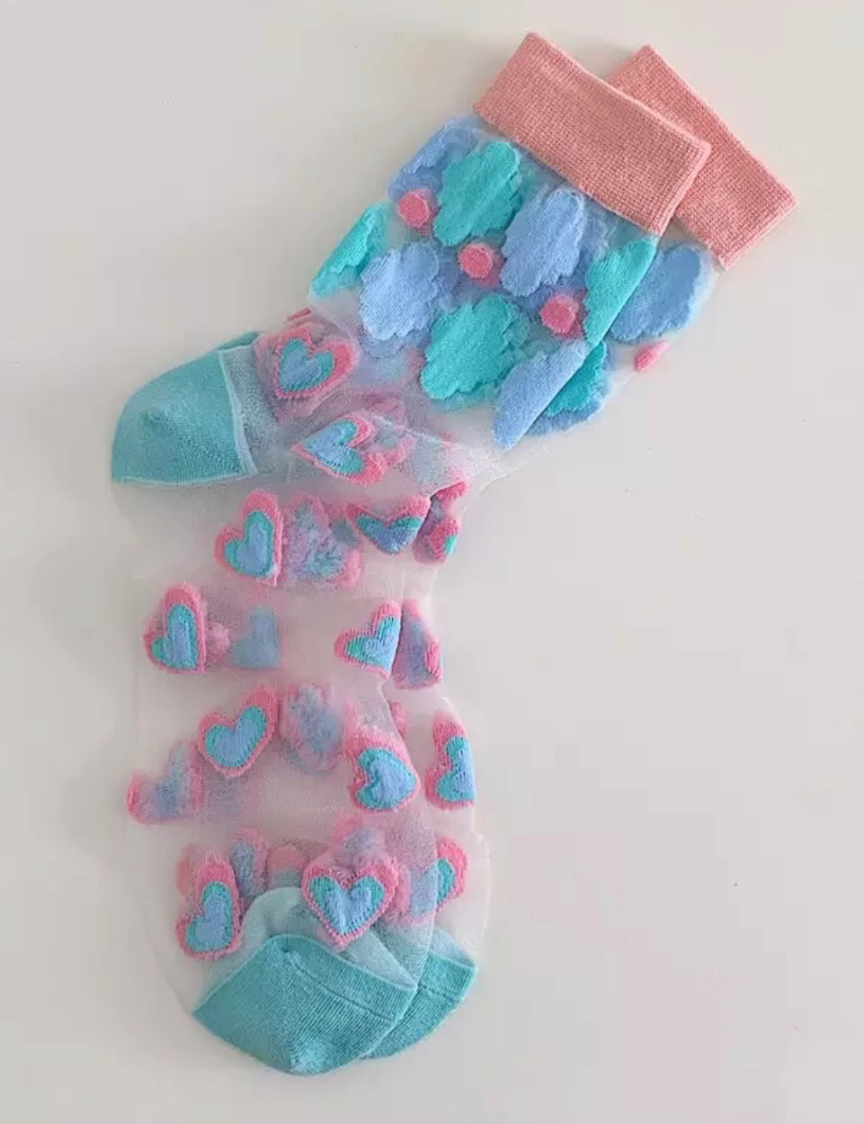 Pink Hearts - Sheer Sock