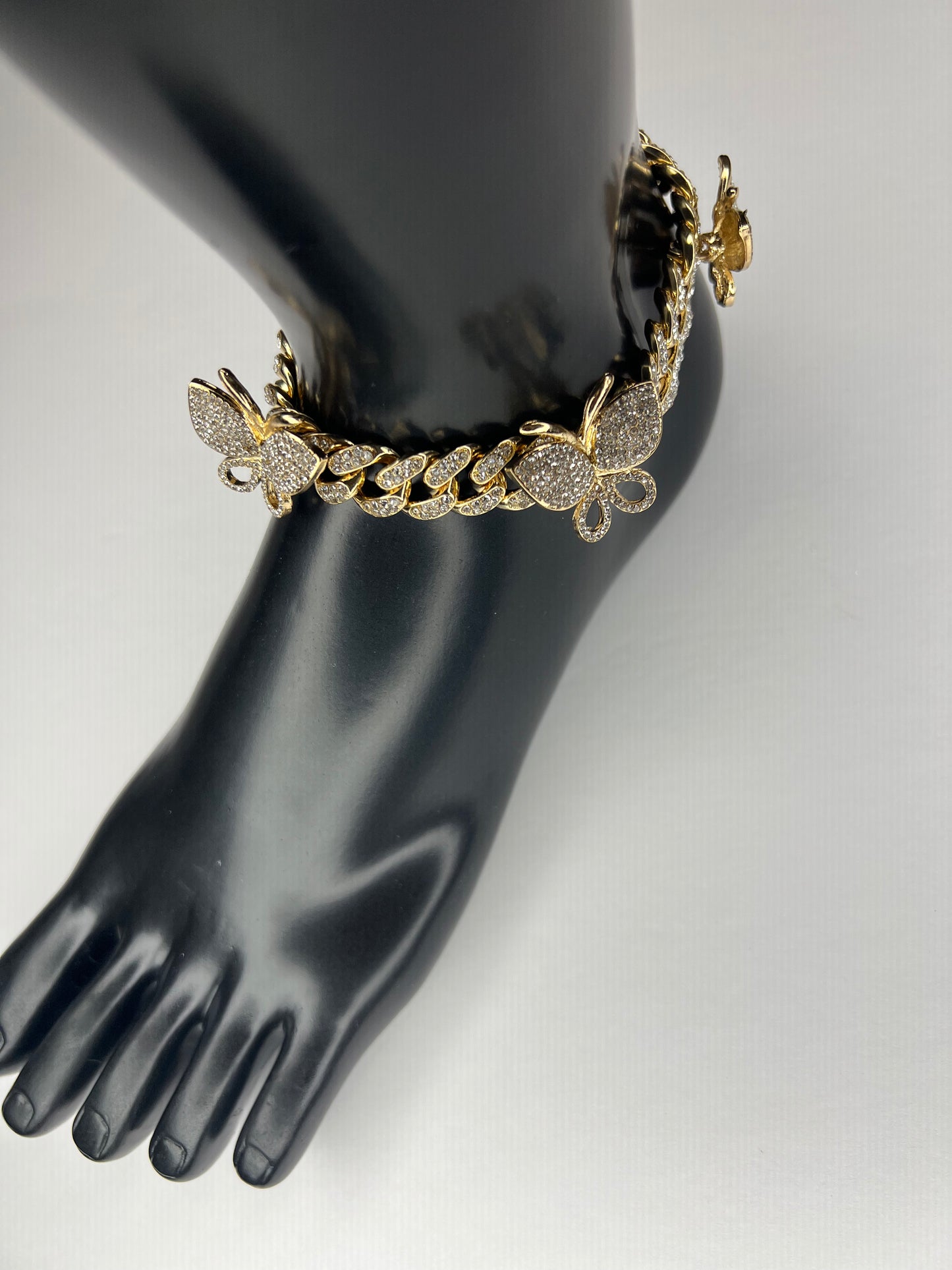 Jumbo Butterfly Cuban Link Anklet - Gold