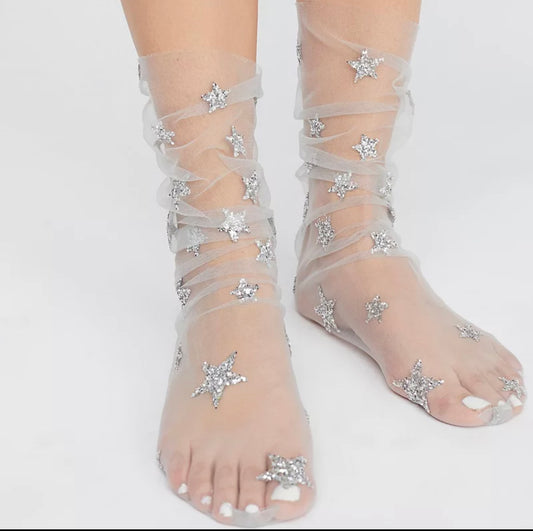 Silver Stars - Sheer Sock